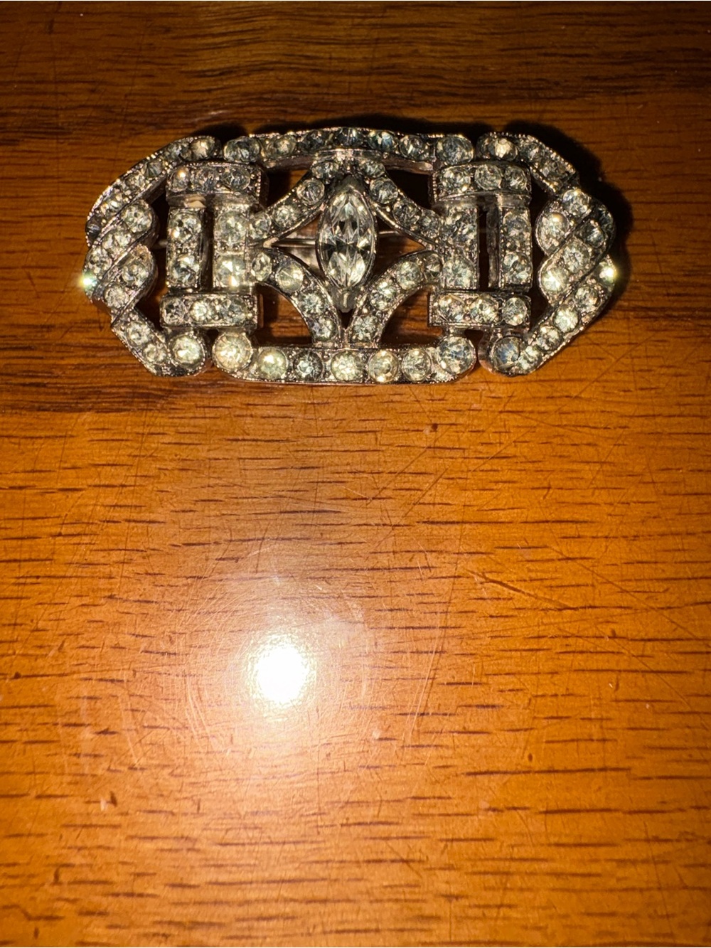 Crystal Rhinestone Decorative Brooch - Silver-Tone Accent